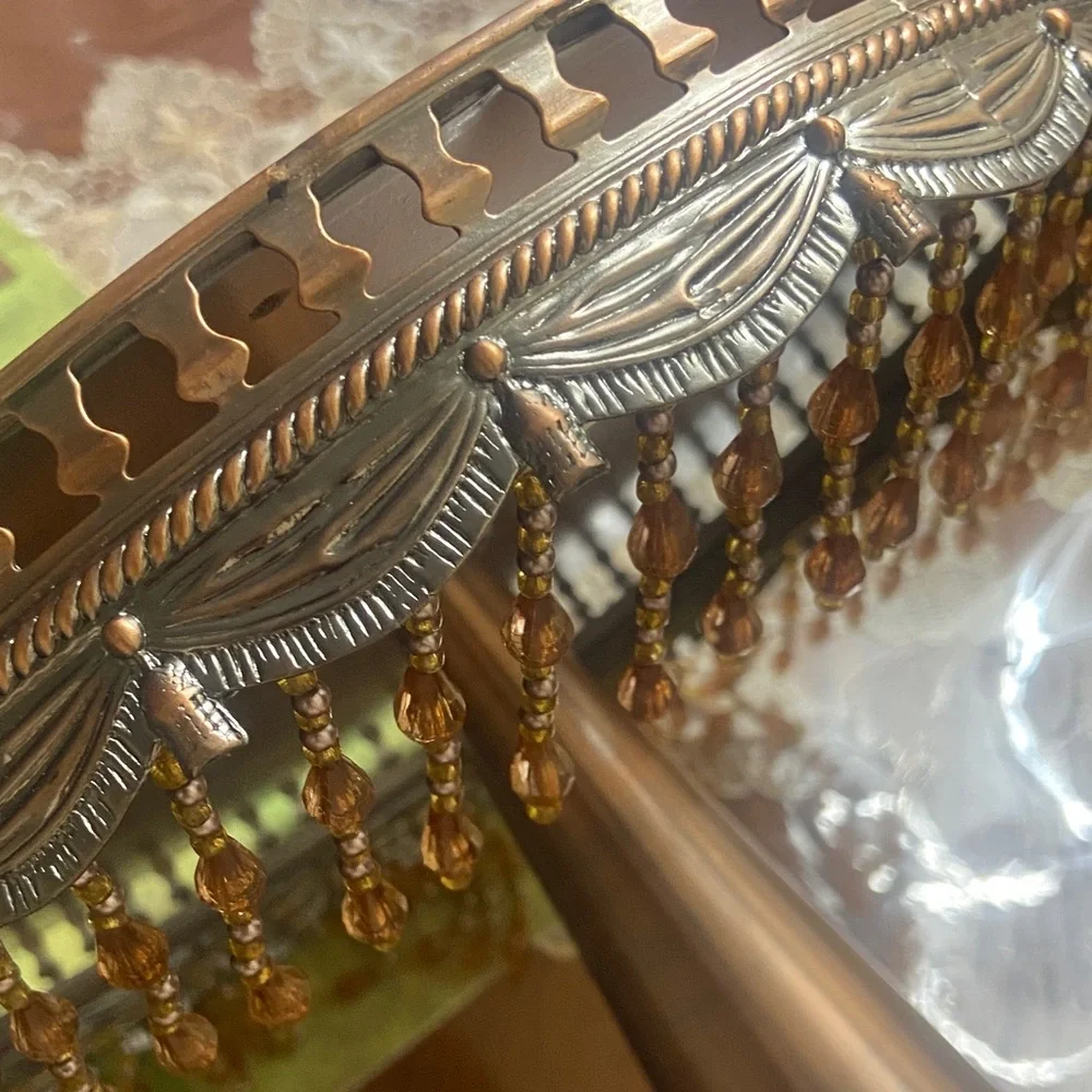 Elegant Copper Cake Stand with Beaded Accents - Picture 3 of 4